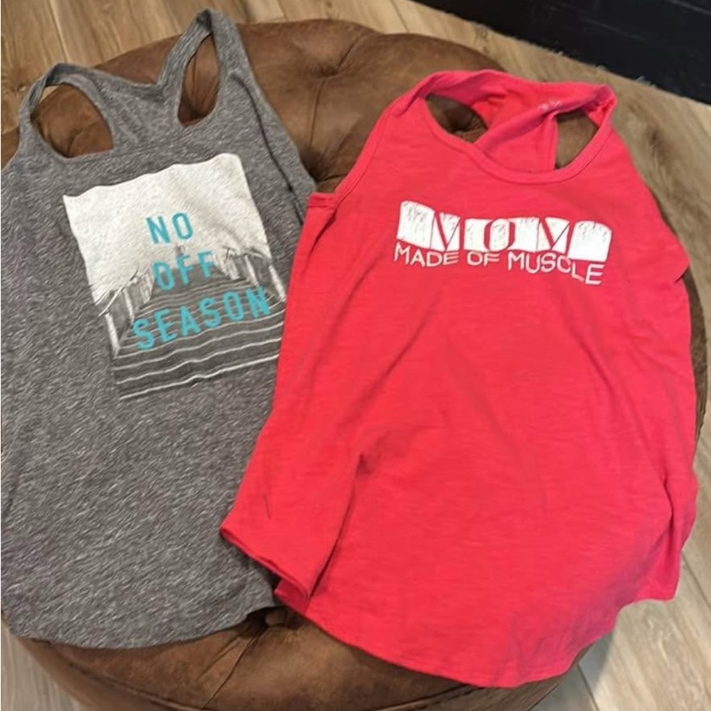 Women’s Sleeveless Workout Tank Tops - Gray and Pink